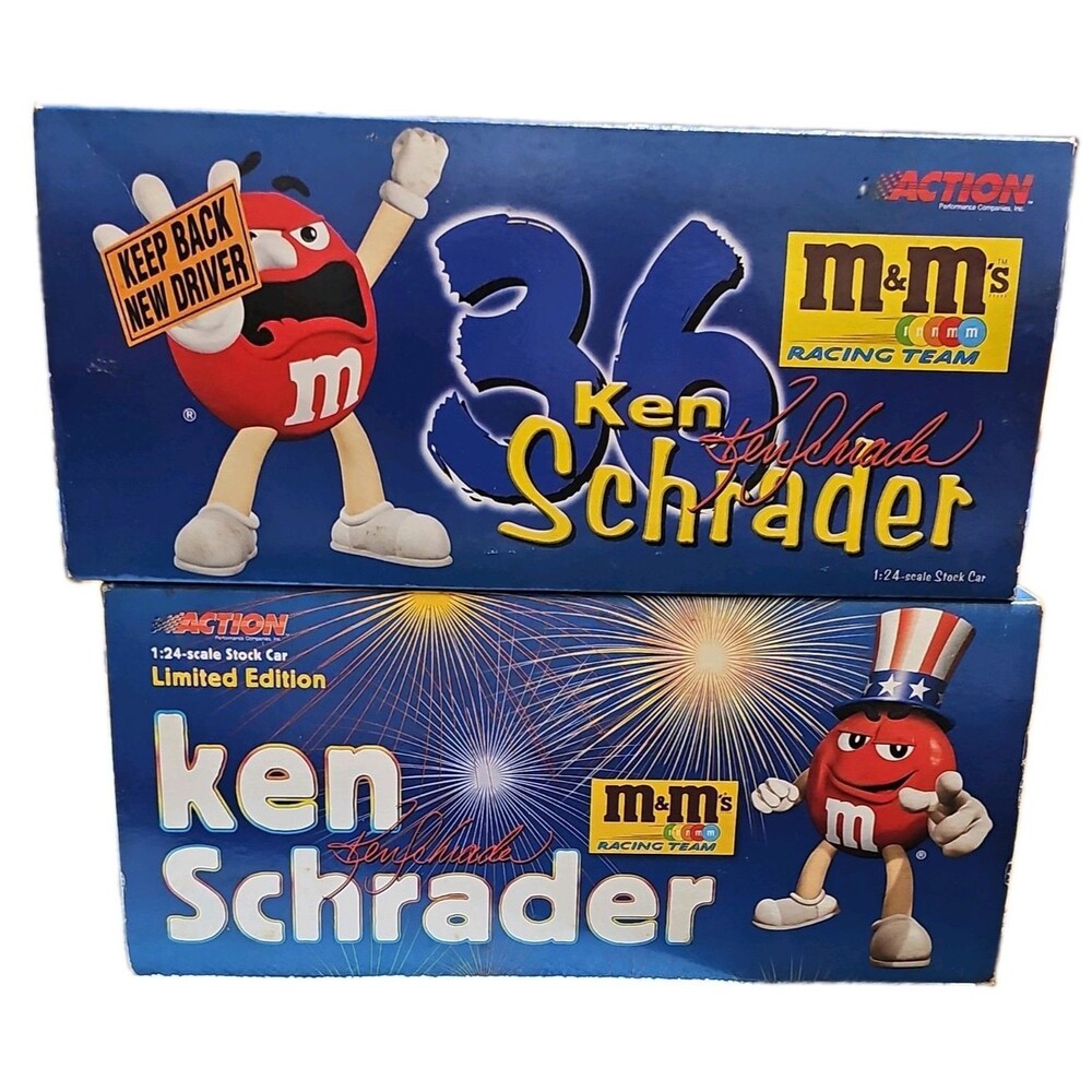 Lot Of 2 M&M's Ken Schrader #36 NASCAR Diecast Limited Edition 1:24